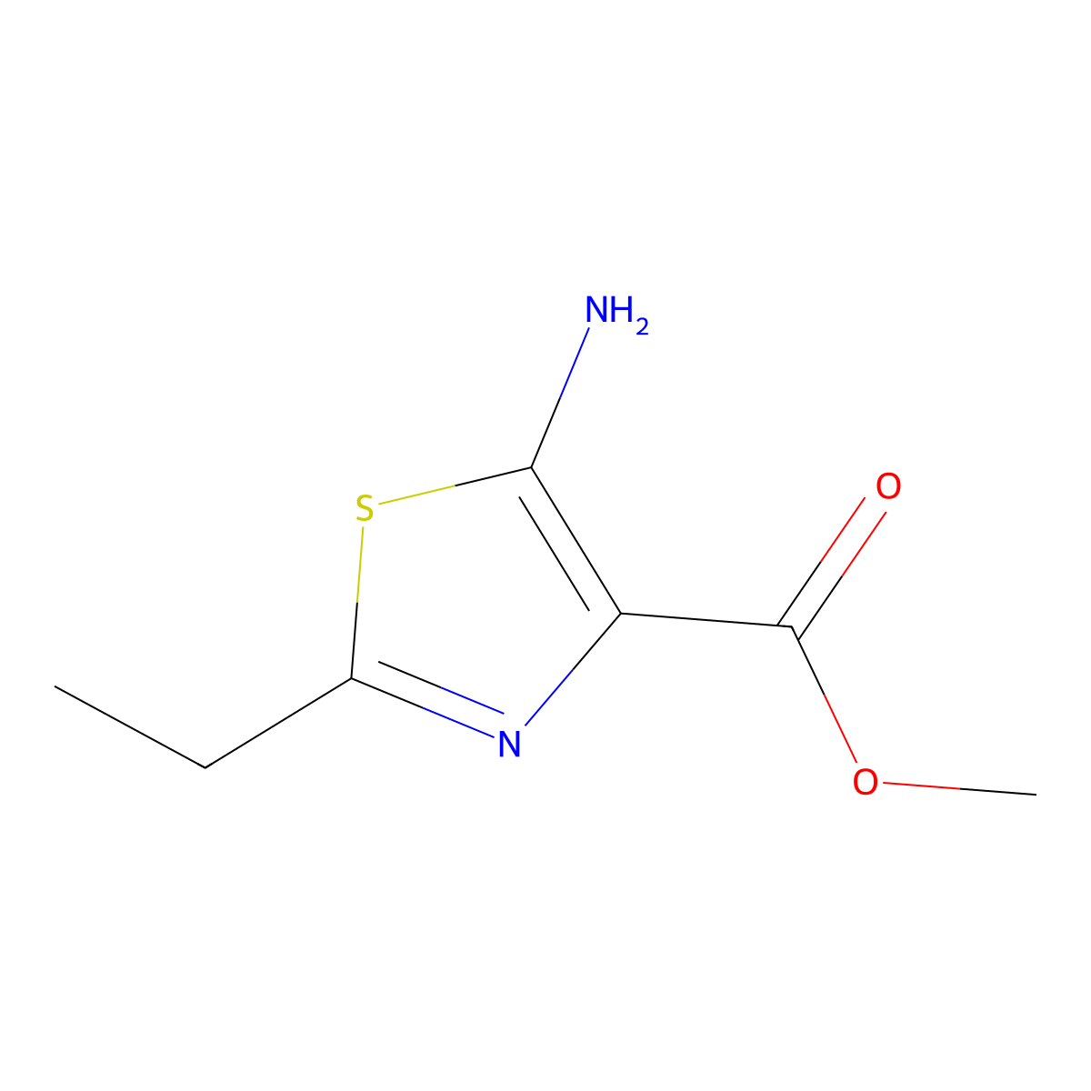 Methyl 5-amino-2-ethyl-1,3-thiazole-4-carboxylate molecular structure, CAS 1510452-77-3