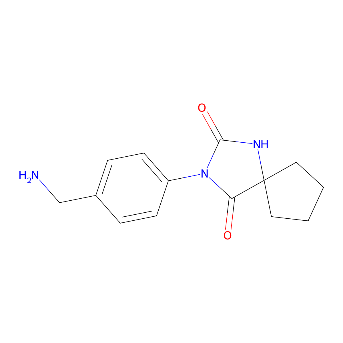 3-[4-(Aminomethyl)phenyl]-1,3-diazaspiro[4.4]nonane-2,4-dione molecular structure, CAS 1510461-17-2