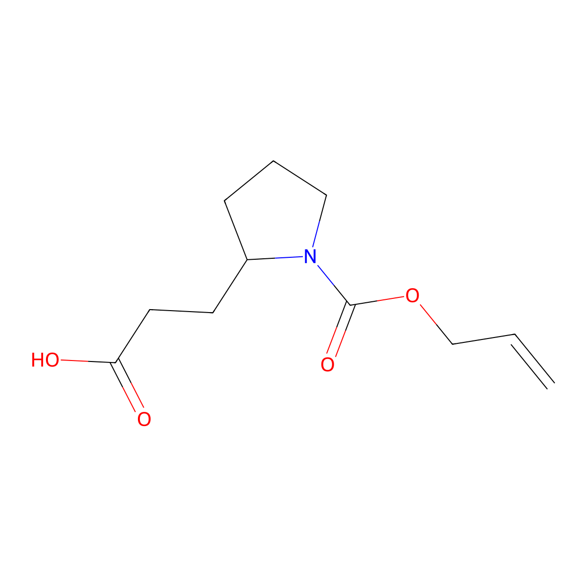 3-[(2S)-1-[(prop-2-en-1-yloxy)carbonyl]pyrrolidin-2-yl]propanoic acid molecular structure, CAS 151047-15-3