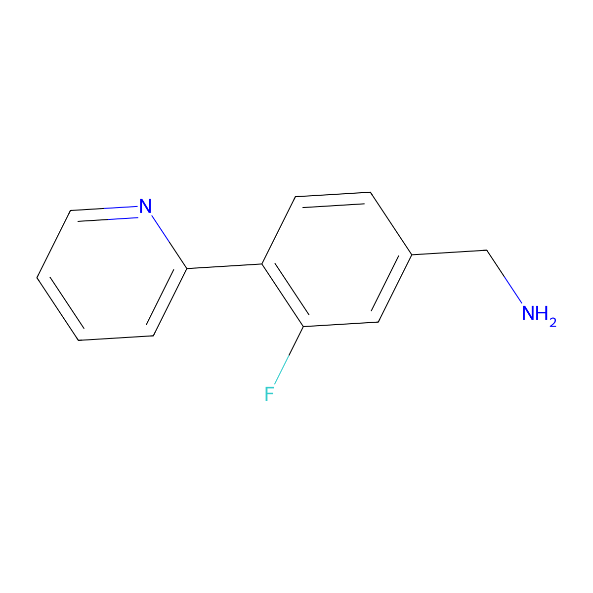 1-(3-Fluoro-4-(pyridin-2-yl)phenyl)methanamine molecular structure, CAS 1510479-35-2