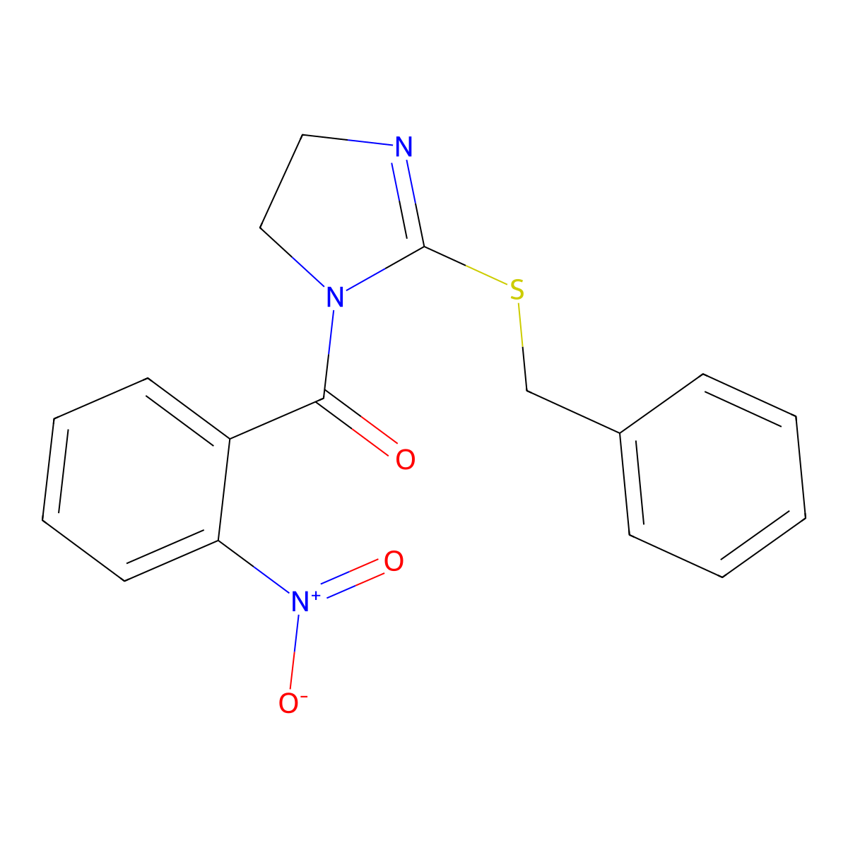 (2-Benzylsulfanyl-4,5-dihydroimidazol-1-yl)-(2-nitrophenyl)methanone molecular structure, CAS 151050-94-1