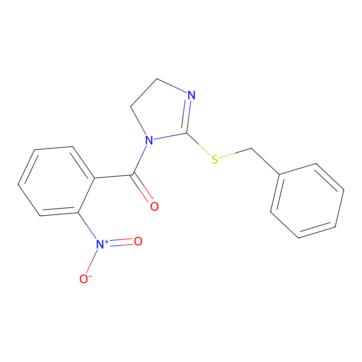 (2-Benzylsulfanyl-4,5-dihydroimidazol-1-yl)-(2-nitrophenyl)methanone molecular structure, CAS 151050-94-1