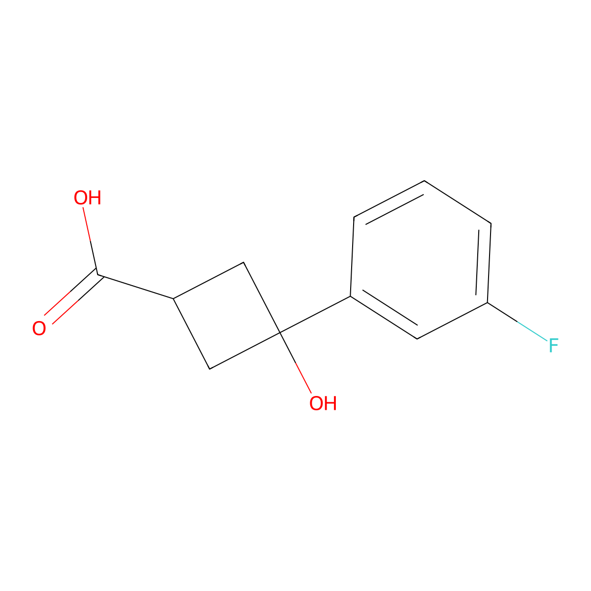 3-(3-Fluorophenyl)-3-hydroxycyclobutanecarboxylic acid molecular structure, CAS 1510506-34-9