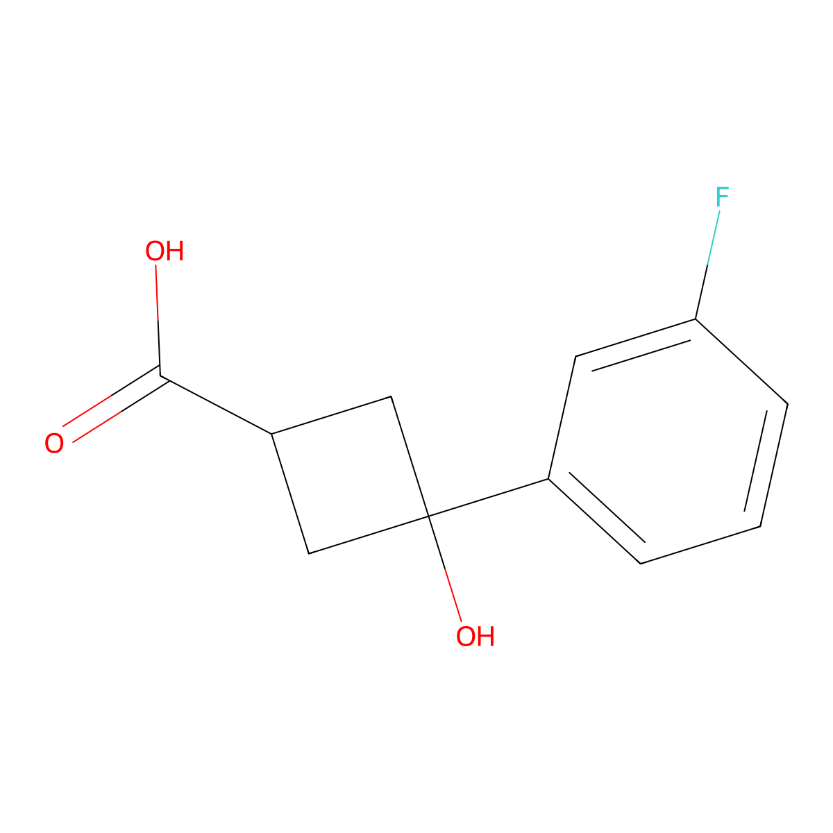 3-(3-Fluorophenyl)-3-hydroxycyclobutanecarboxylic acid molecular structure, CAS 1510506-34-9