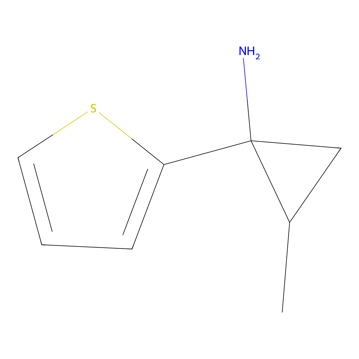 2-Methyl-1-(thiophen-2-yl)cyclopropan-1-amine molecular structure, CAS 1510519-29-5