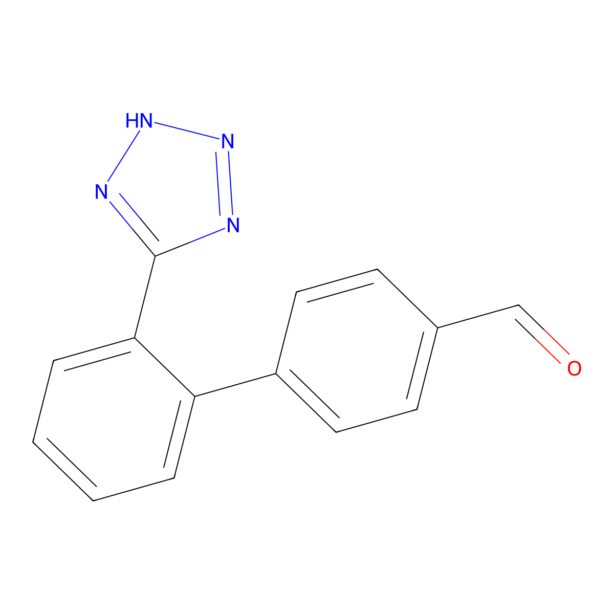 2'-(1H-Tetrazol-5-yl)-1,1'-biphenyl-4-carboxaldehyde (Losartan Impurity) molecular structure, CAS 151052-40-3