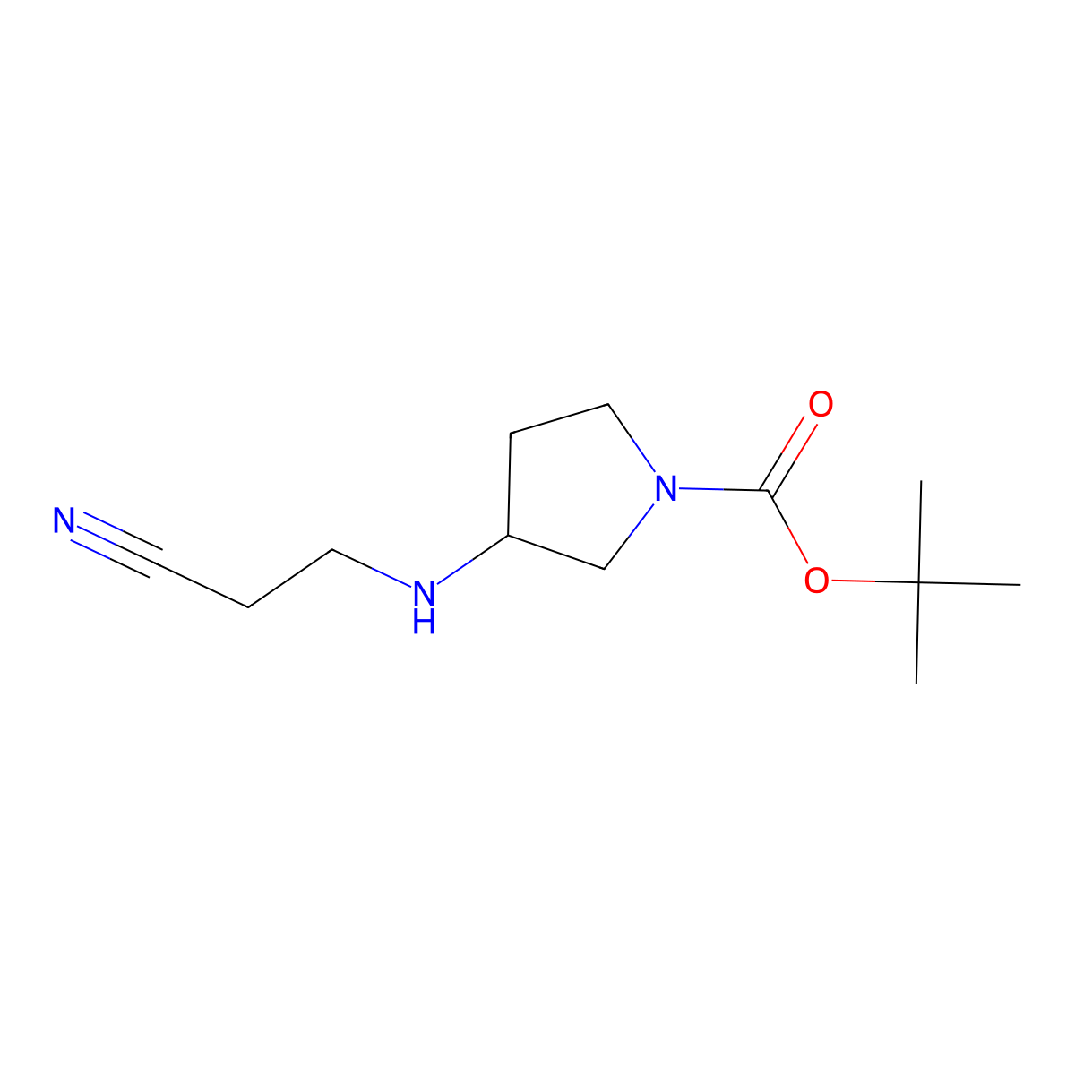 Tert-butyl 3-[(2-cyanoethyl)amino]pyrrolidine-1-carboxylate molecular structure, CAS 1510534-63-0