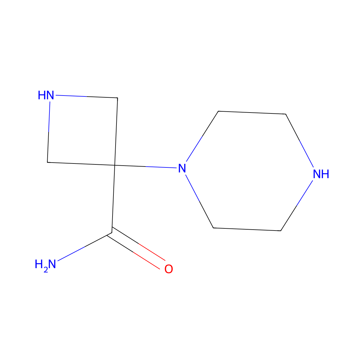 3-(Piperazin-1-yl)azetidine-3-carboxamide molecular structure, CAS 1510537-67-3