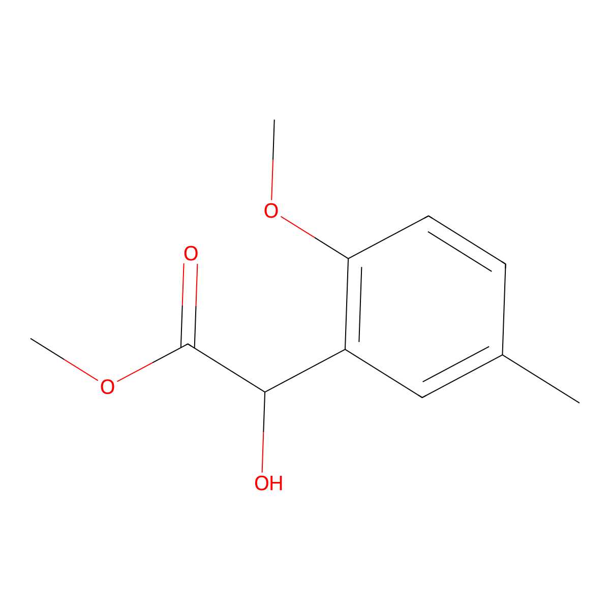 Methyl 2-hydroxy-2-(2-methoxy-5-methylphenyl)acetate molecular structure, CAS 1510543-22-2