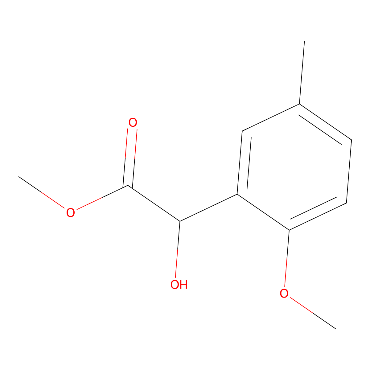 Methyl 2-hydroxy-2-(2-methoxy-5-methylphenyl)acetate molecular structure, CAS 1510543-22-2
