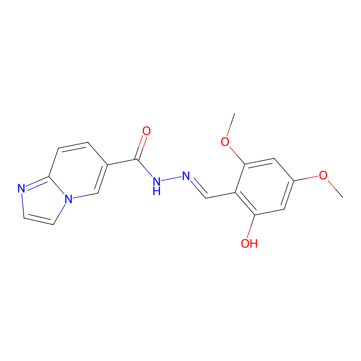 N'-[(E)-(2-hydroxy-4,6-dimethoxyphenyl)methylidene]imidazo[1,2-a]pyridine-6-carbohydrazide molecular structure, CAS 1510565-67-9