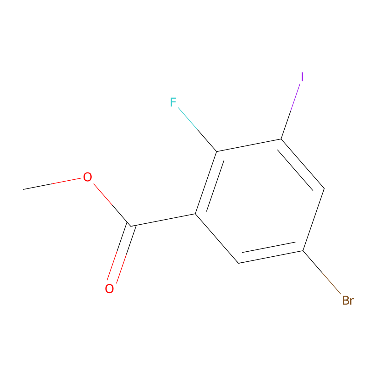 Methyl 5-bromo-2-fluoro-3-iodobenzoate molecular structure, CAS 1510575-52-6