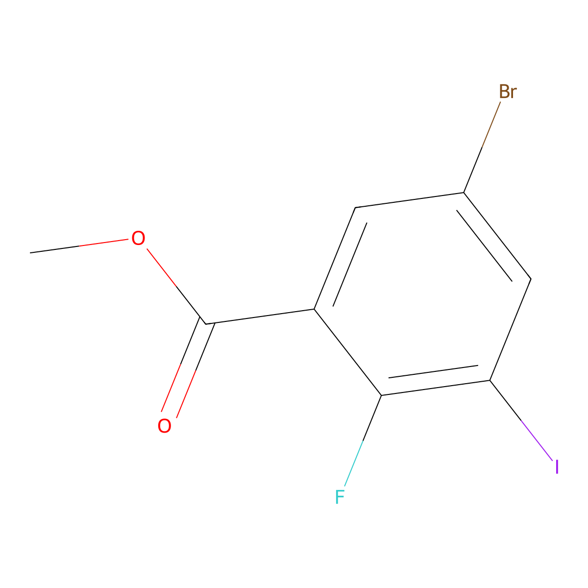 Methyl 5-bromo-2-fluoro-3-iodobenzoate molecular structure, CAS 1510575-52-6
