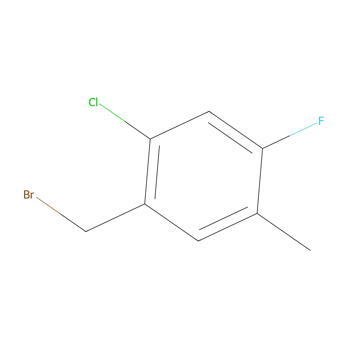 2-Chloro-4-fluoro-5-methylbenzyl bromide molecular structure, CAS 1510609-23-0