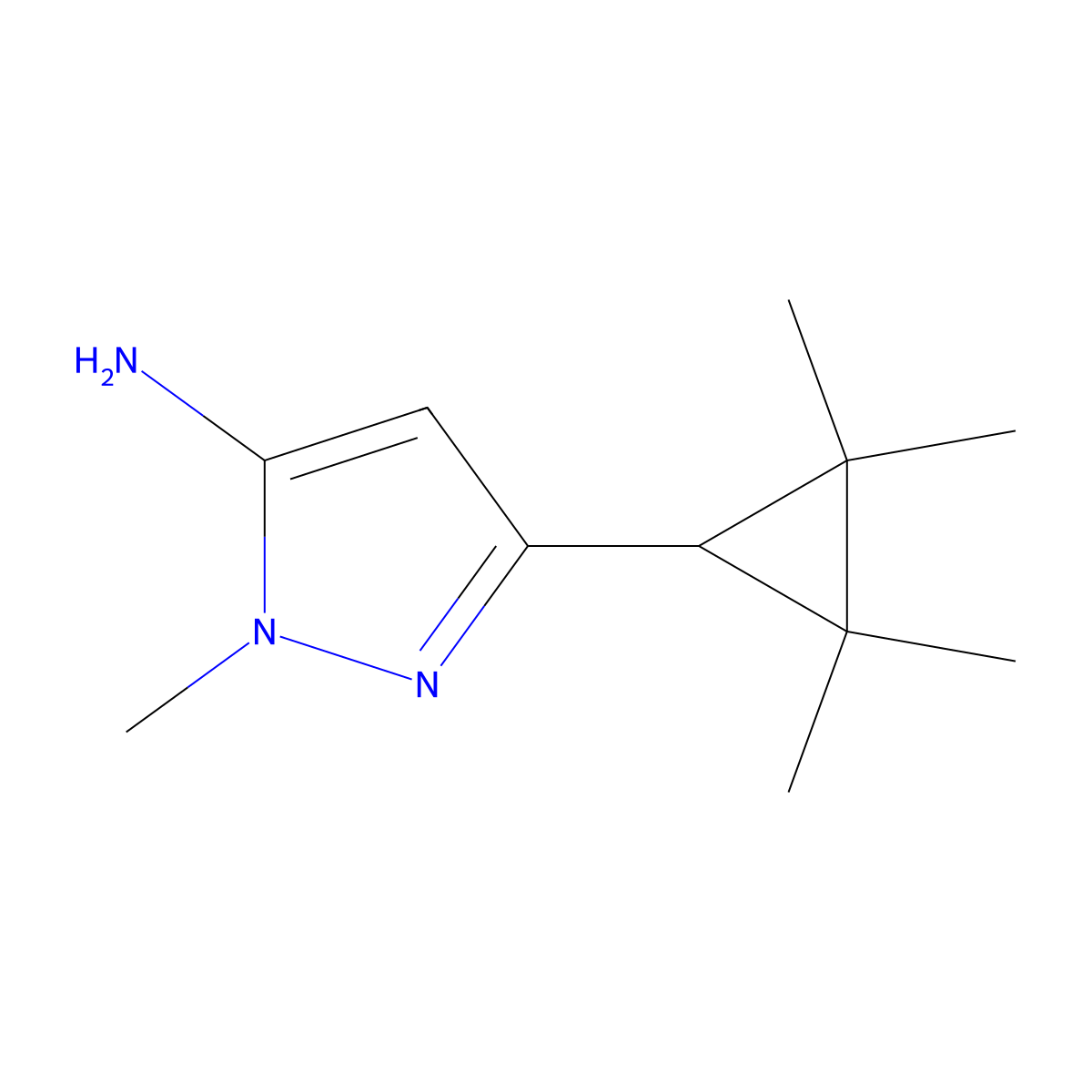 1-methyl-3-(2,2,3,3-tetramethylcyclopropyl)-1H-pyrazol-5-amine molecular structure, CAS 1510615-61-8