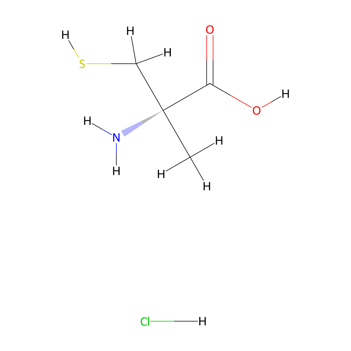 (2S)-2-amino-2-methyl-3-sulfanylpropanoic acid hydrochloride molecular structure, CAS 151062-55-4