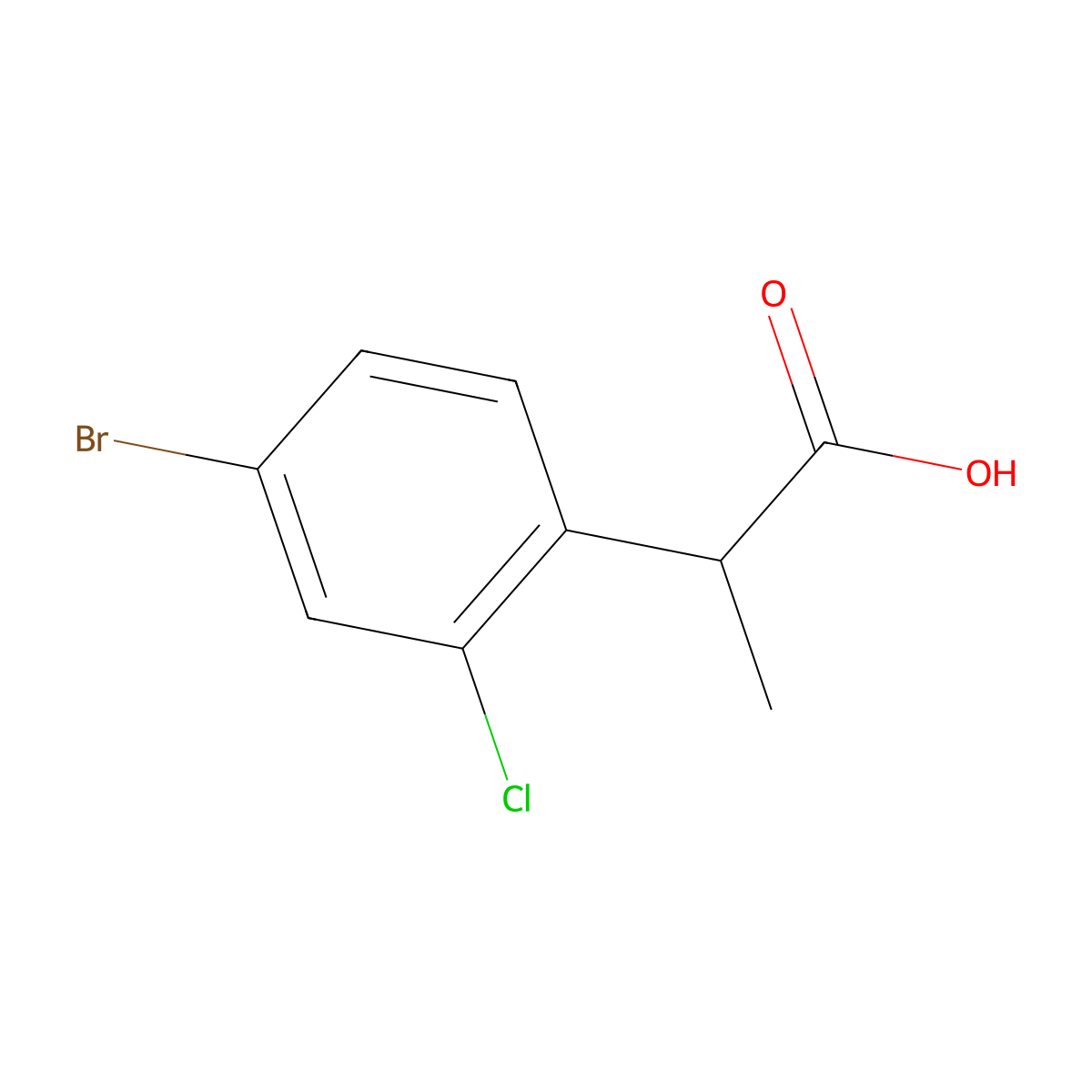 2-(4-Bromo-2-chlorophenyl)propanoic acid molecular structure, CAS 1510653-02-7
