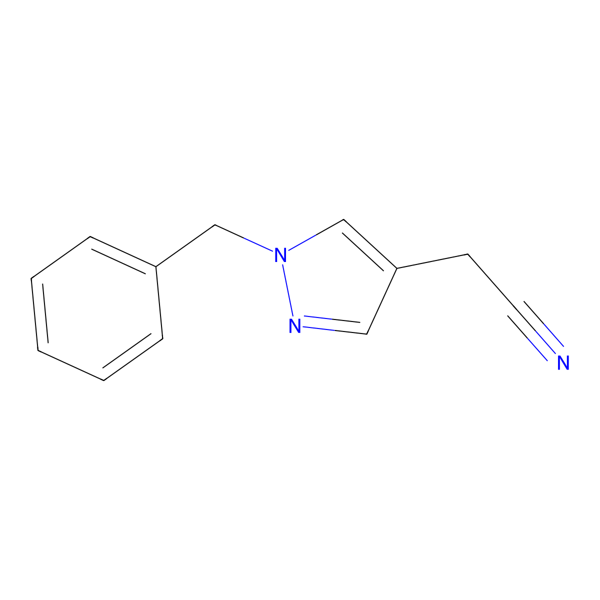 2-(1-benzyl-1H-pyrazol-4-yl)acetonitrile molecular structure, CAS 1510663-23-6