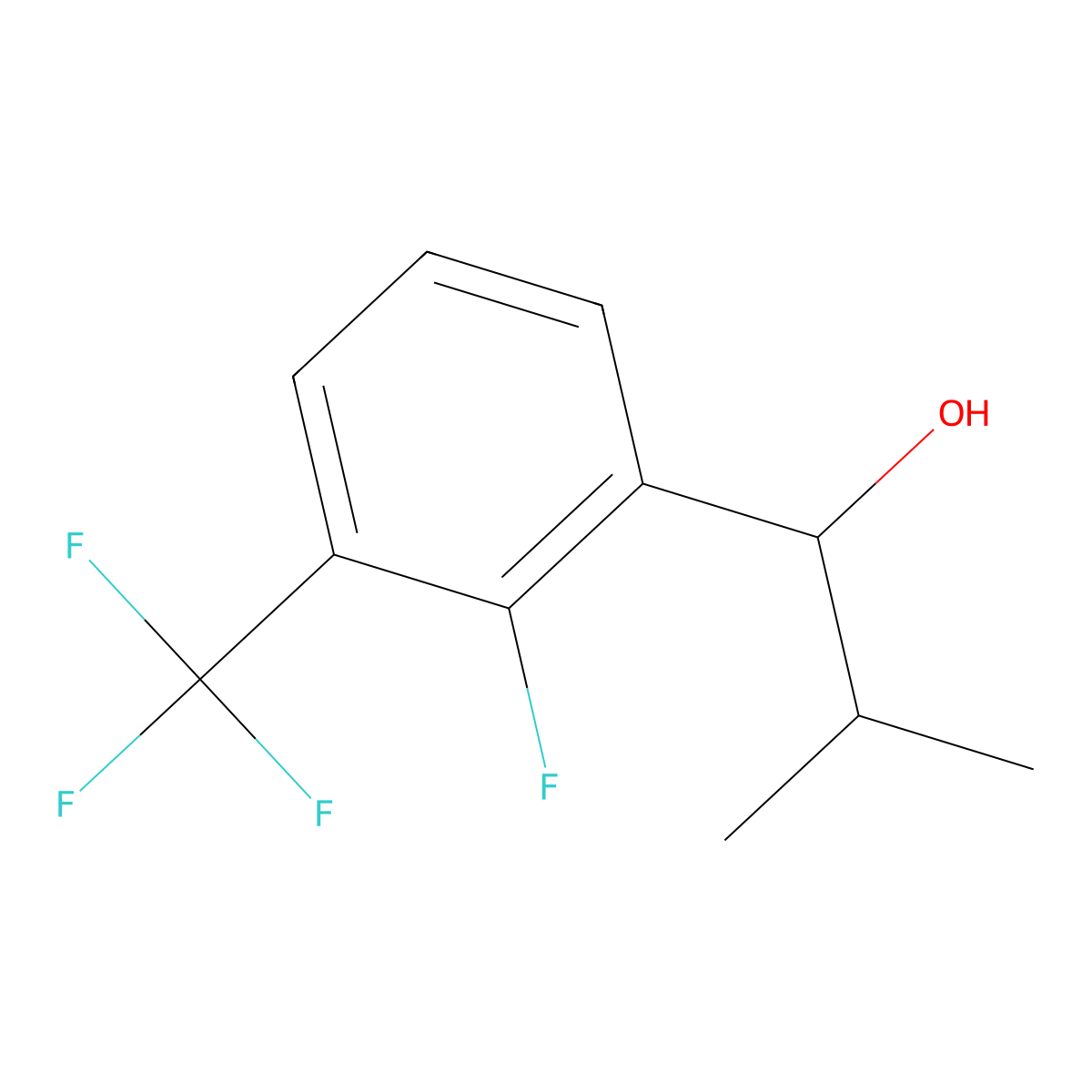 1-(2-Fluoro-3-(trifluoromethyl)phenyl)-2-methylpropan-1-ol molecular structure, CAS 1510678-38-2