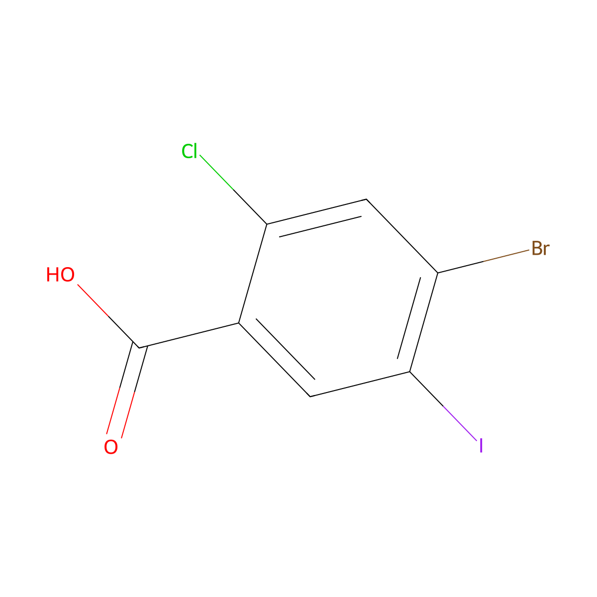 4-Bromo-2-chloro-5-iodobenzoic acid molecular structure, CAS 1510699-89-4