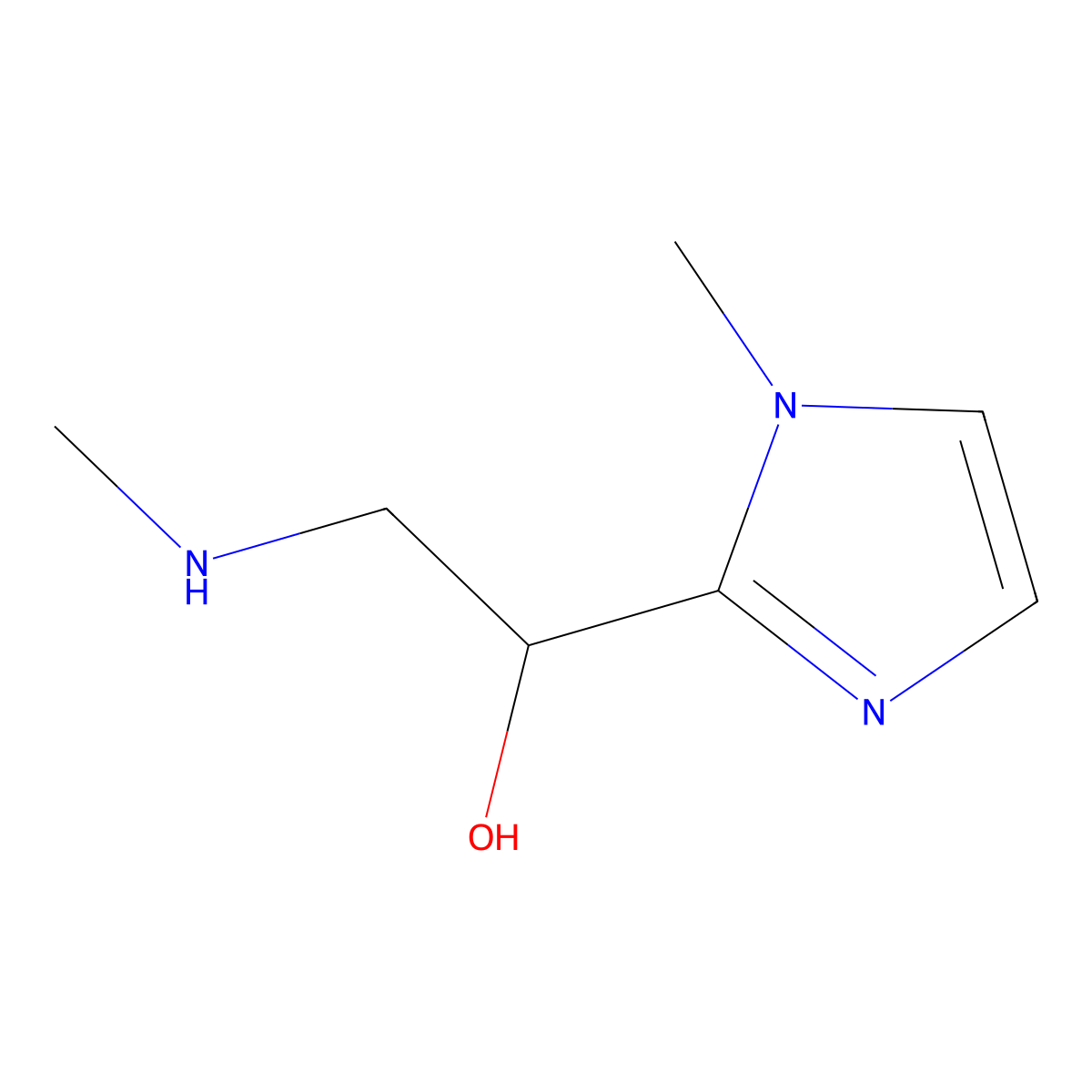 1-(1-methyl-1H-imidazol-2-yl)-2-(methylamino)ethan-1-ol molecular structure, CAS 1510714-11-0