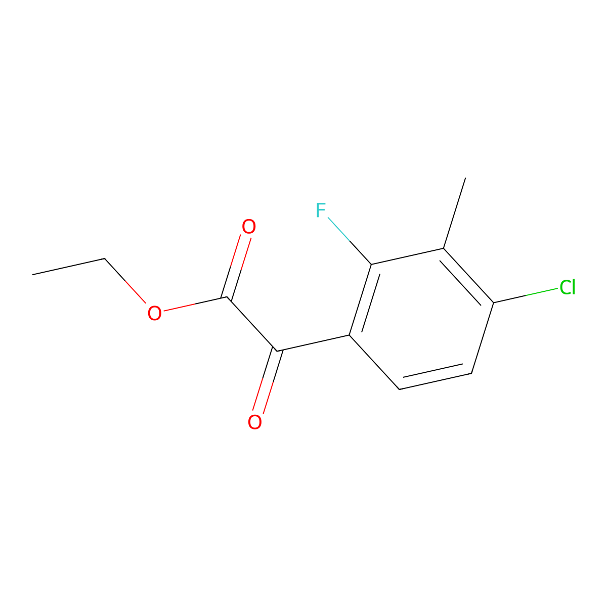 Ethyl 2-(4-chloro-2-fluoro-3-methylphenyl)-2-oxoacetate molecular structure, CAS 1510715-71-5