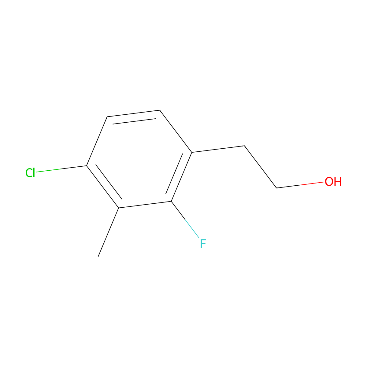 2-(4-Chloro-2-fluoro-3-methylphenyl)ethan-1-ol molecular structure, CAS 1510721-23-9