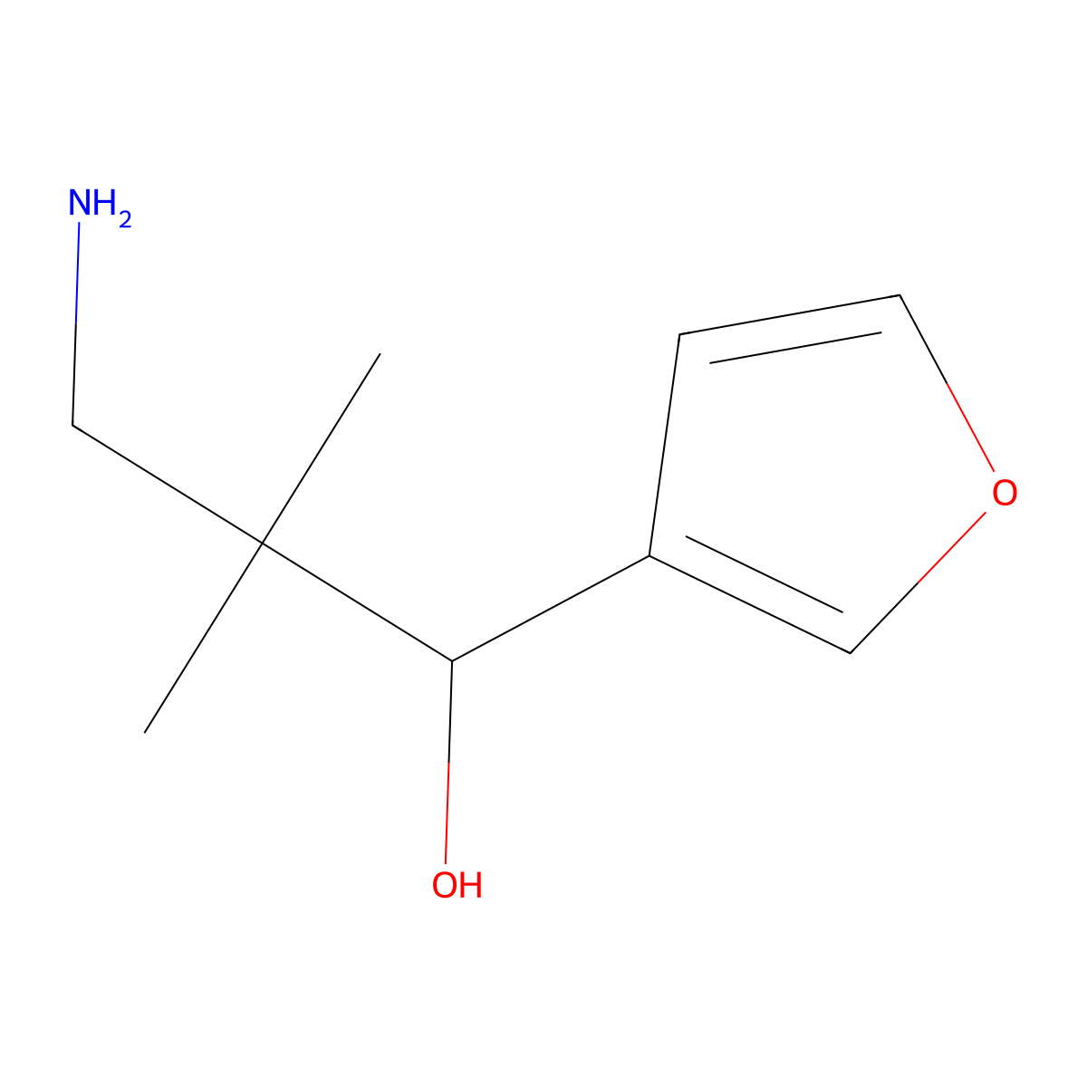 3-Amino-1-(furan-3-yl)-2,2-dimethylpropan-1-ol molecular structure, CAS 1510775-27-5