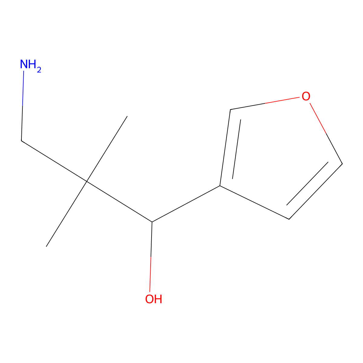 3-Amino-1-(furan-3-yl)-2,2-dimethylpropan-1-ol molecular structure, CAS 1510775-27-5