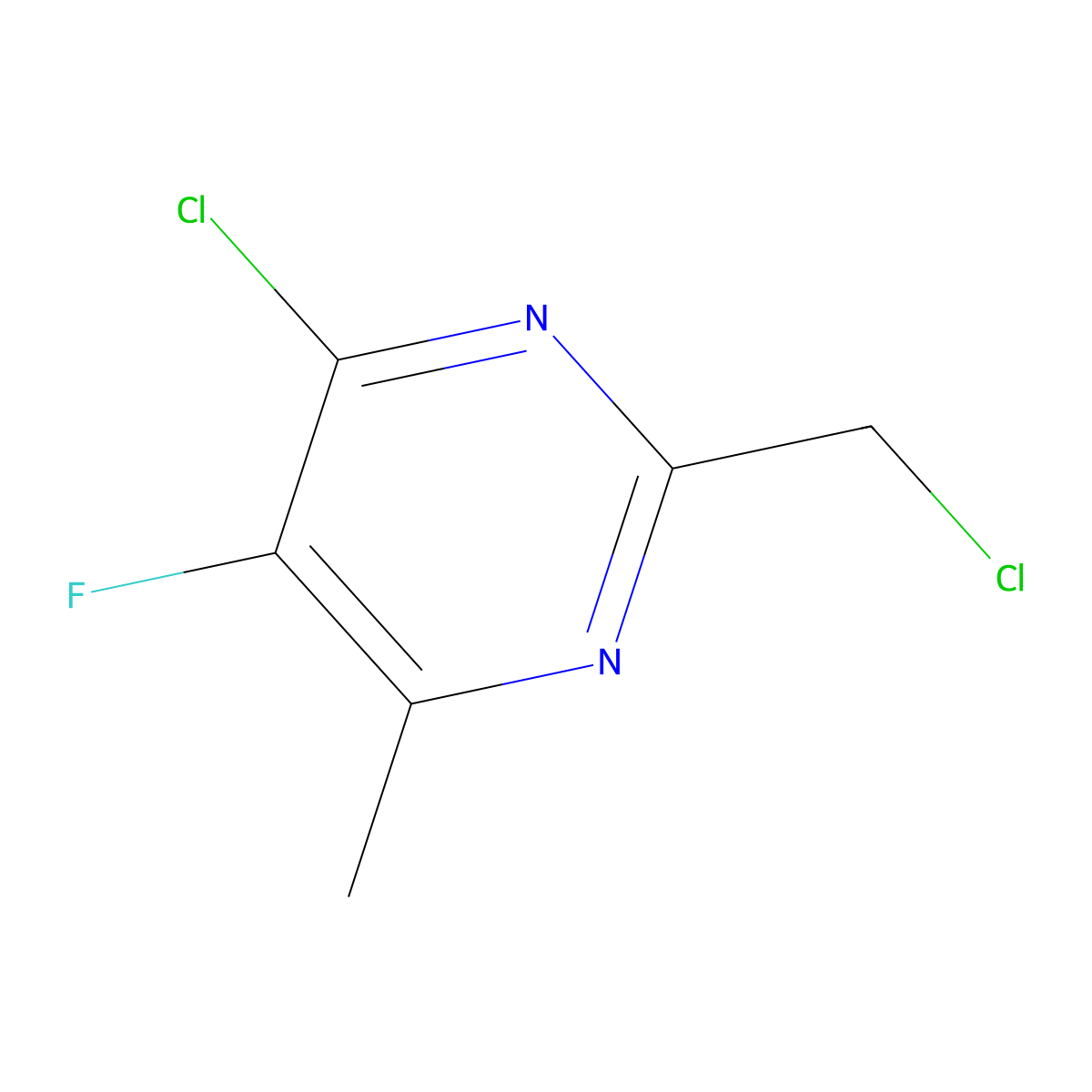 4-Chloro-2-(chloromethyl)-5-fluoro-6-methylpyrimidine molecular structure, CAS 1510800-19-7