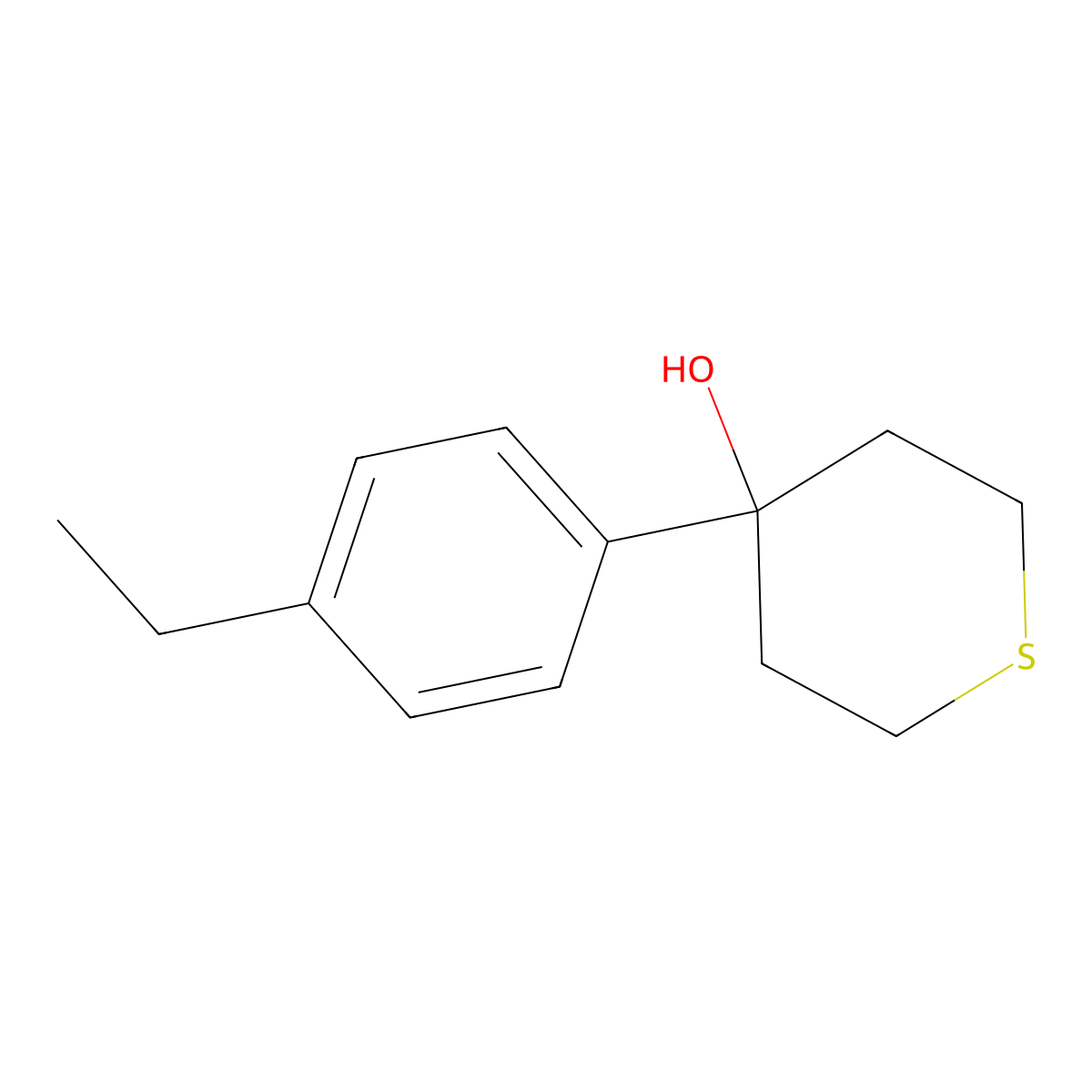 4-(4-Ethylphenyl)thian-4-ol molecular structure, CAS 1510802-63-7