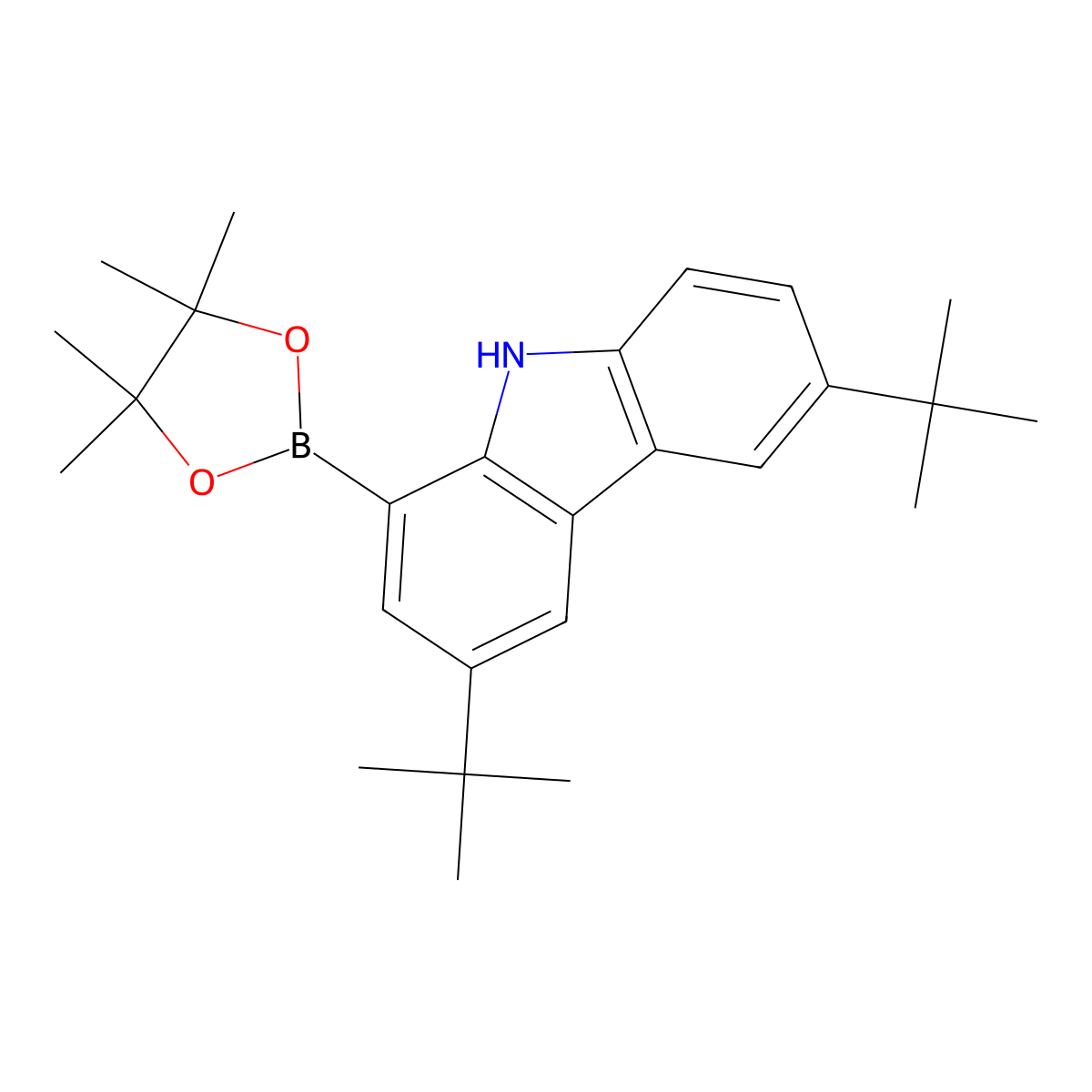 3,6-Di-tert-butyl-1-(4,4,5,5-tetramethyl-1,3,2-dioxaborolan-2-yl)-9H-carbazole molecular structure, CAS 1510810-80-6
