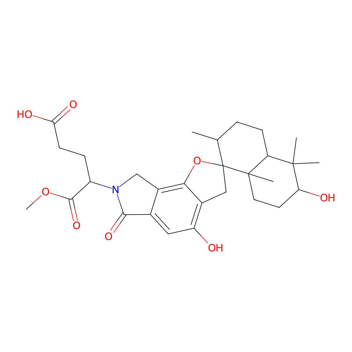 (4S)-4-[(3R,7R,8R,8aS)-3,4'-dihydroxy-4,4,7,8a-tetramethyl-6'-oxospiro[2,3,4a,5,6,7-hexahydro-1H-naphthalene-8,2'-3,8-dihydrofuro[2,3-e]isoindole]-7'-yl]-5-methoxy-5-oxopentanoic acid molecular structure, CAS 1510813-73-6