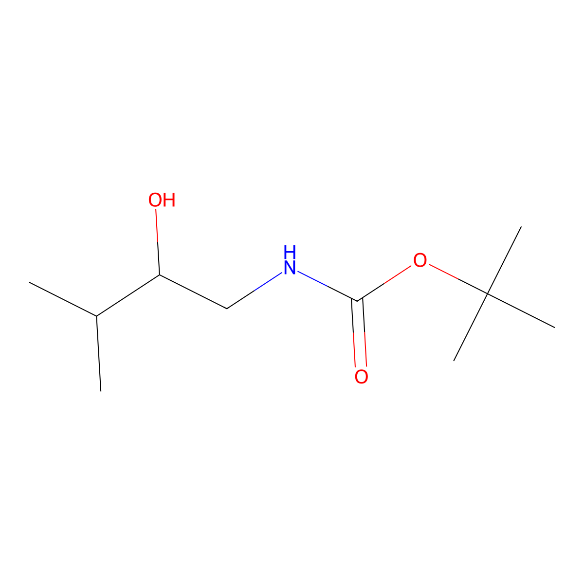 tert-butyl N-(2-hydroxy-3-methylbutyl)carbamate molecular structure, CAS 1510824-23-3