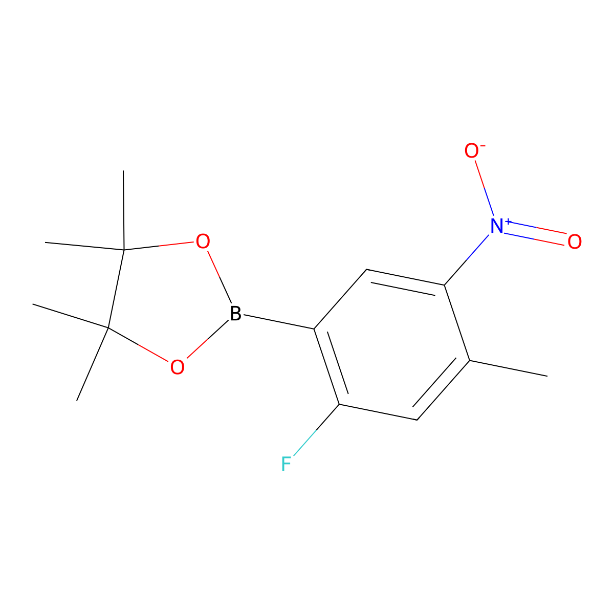 2-(2-Fluoro-4-methyl-5-nitrophenyl)-4,4,5,5-tetramethyl-1,3,2-dioxaborolane molecular structure, CAS 1510828-68-8
