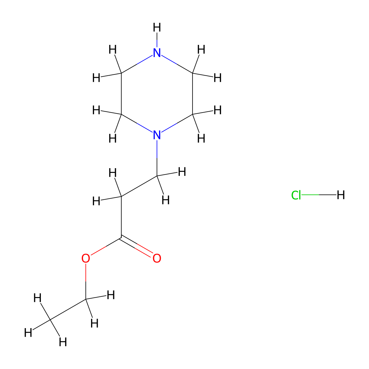 Ethyl 3-(piperazin-1-yl)propanoate hydrochloride molecular structure, CAS 1510841-46-9