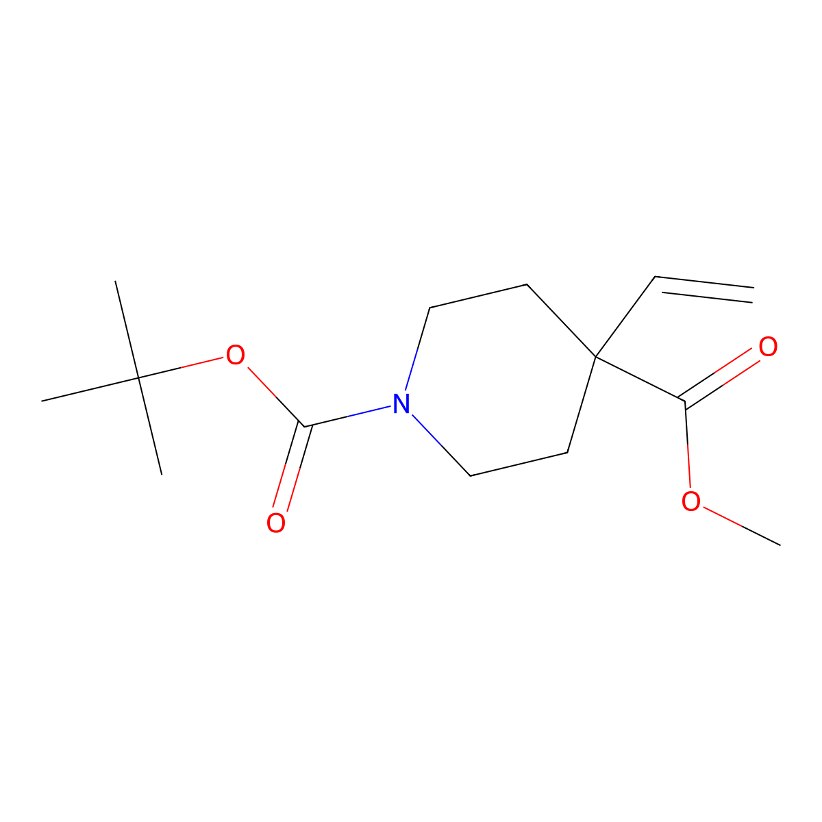 1-Tert-butyl 4-methyl 4-ethenylpiperidine-1,4-dicarboxylate molecular structure, CAS 1510843-41-0