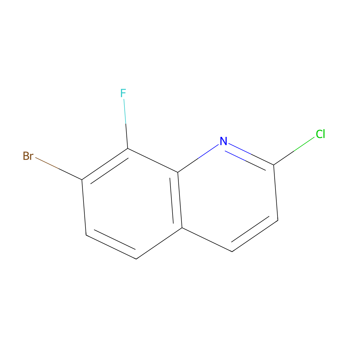 7-Bromo-2-chloro-8-fluoroquinoline molecular structure, CAS 1510844-28-6