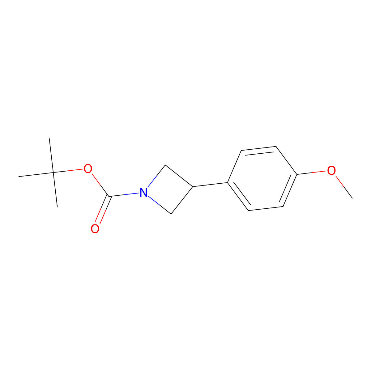 Tert-butyl 3-(4-methoxyphenyl)azetidine-1-carboxylate molecular structure, CAS 1510865-75-4