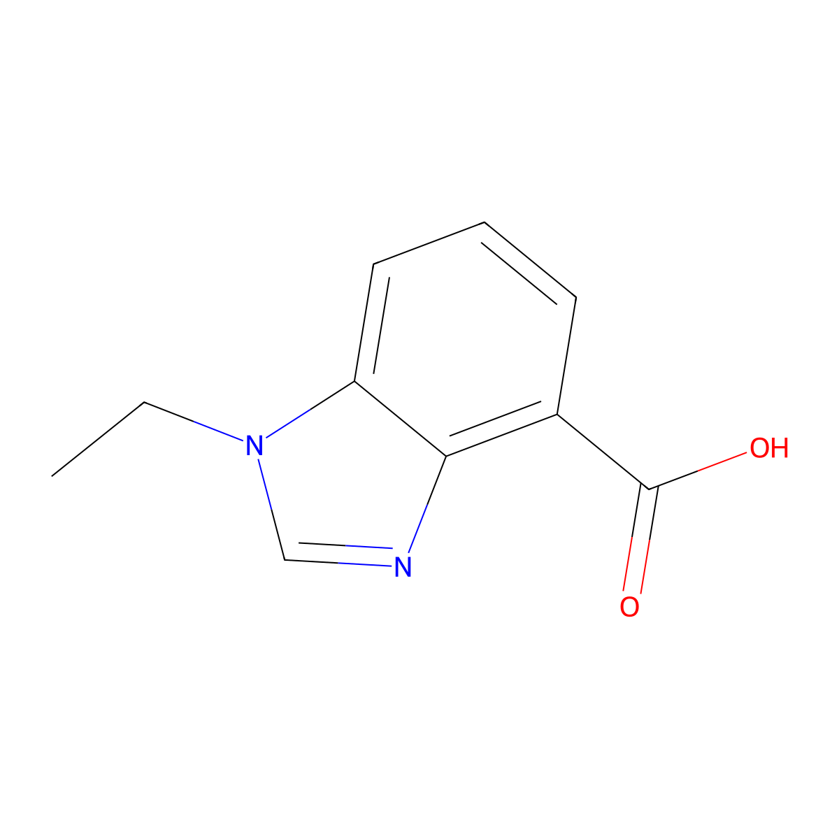 1-ethyl-1H-1,3-benzodiazole-4-carboxylic acid molecular structure, CAS 1510872-32-8