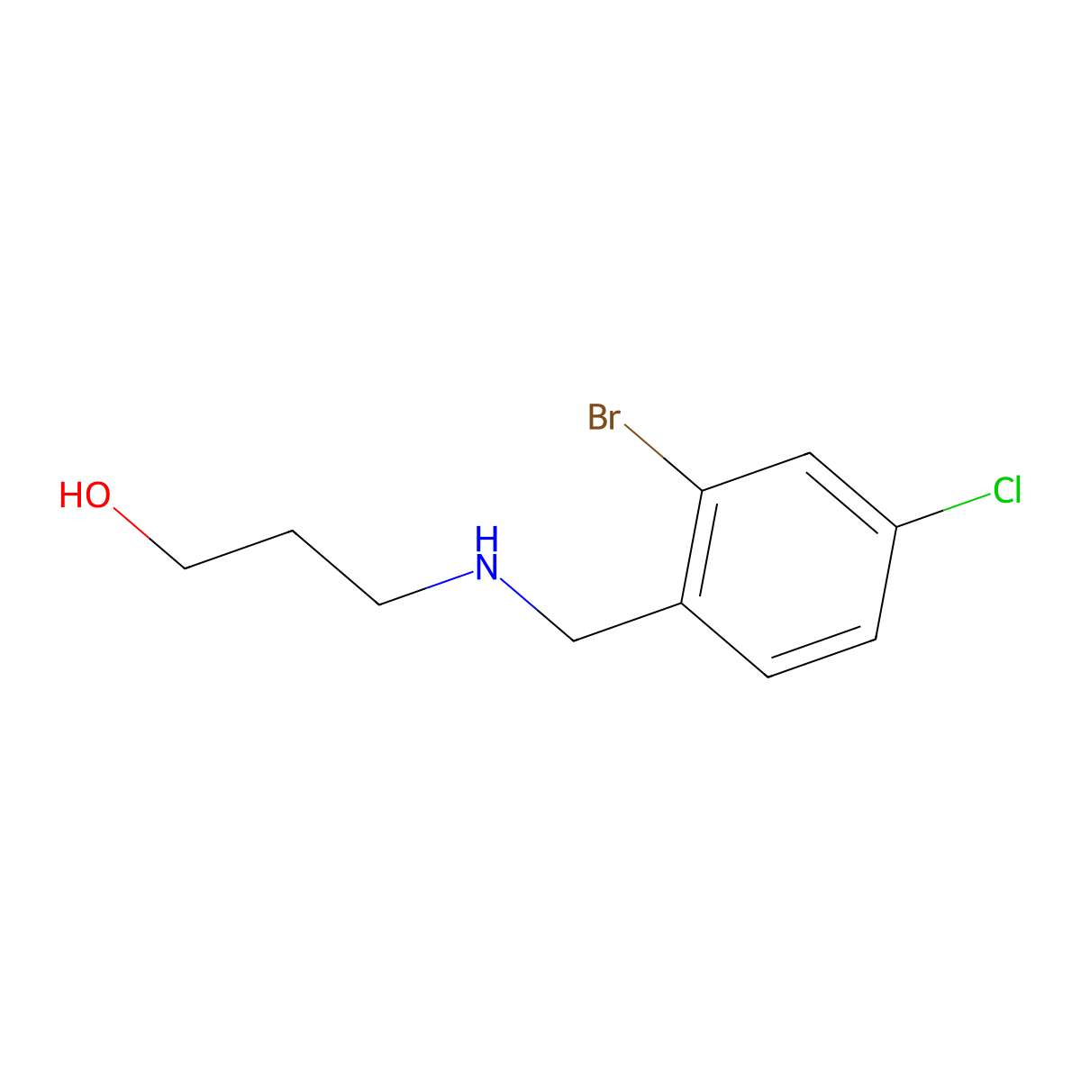 3-{[(2-Bromo-4-chlorophenyl)methyl]amino}propan-1-ol molecular structure, CAS 1510907-72-8