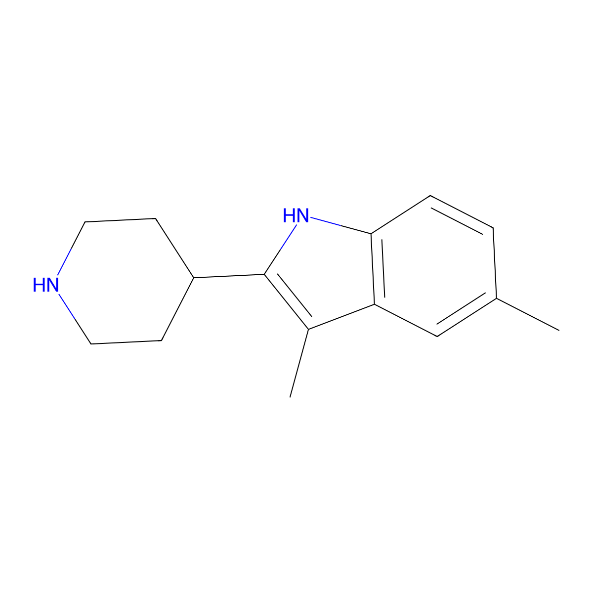 3,5-dimethyl-2-(piperidin-4-yl)-1H-indole molecular structure, CAS 1510934-39-0