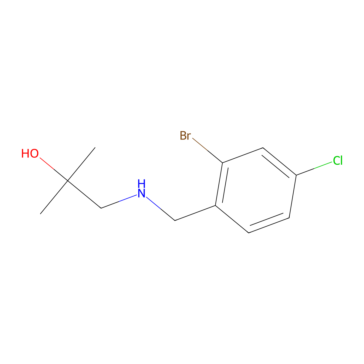 1-{[(2-Bromo-4-chlorophenyl)methyl]amino}-2-methylpropan-2-ol molecular structure, CAS 1510941-29-3