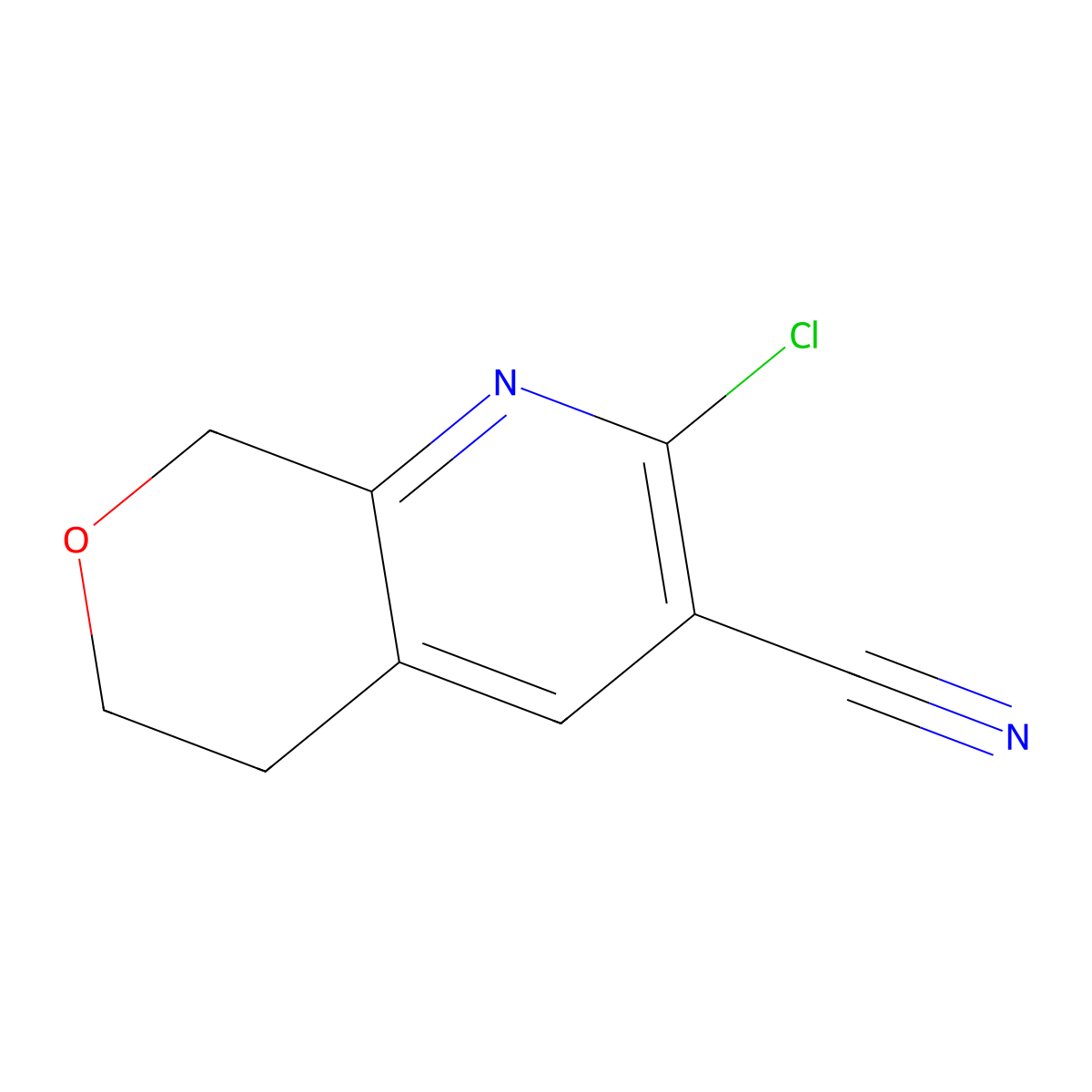 2-chloro-5H,6H,8H-pyrano[3,4-b]pyridine-3-carbonitrile molecular structure, CAS 1510951-43-5