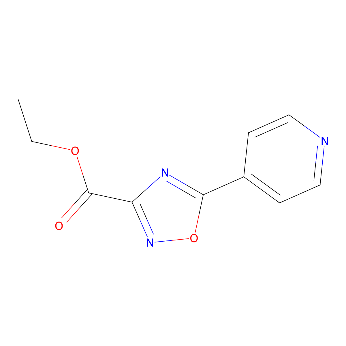 Ethyl 5-(pyridin-4-yl)-1,2,4-oxadiazole-3-carboxylate molecular structure, CAS 151097-45-9