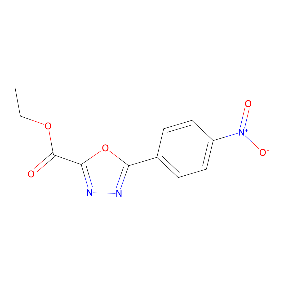 Ethyl 5-(4-nitrophenyl)-1,3,4-oxadiazole-2-carboxylate molecular structure, CAS 151097-76-6