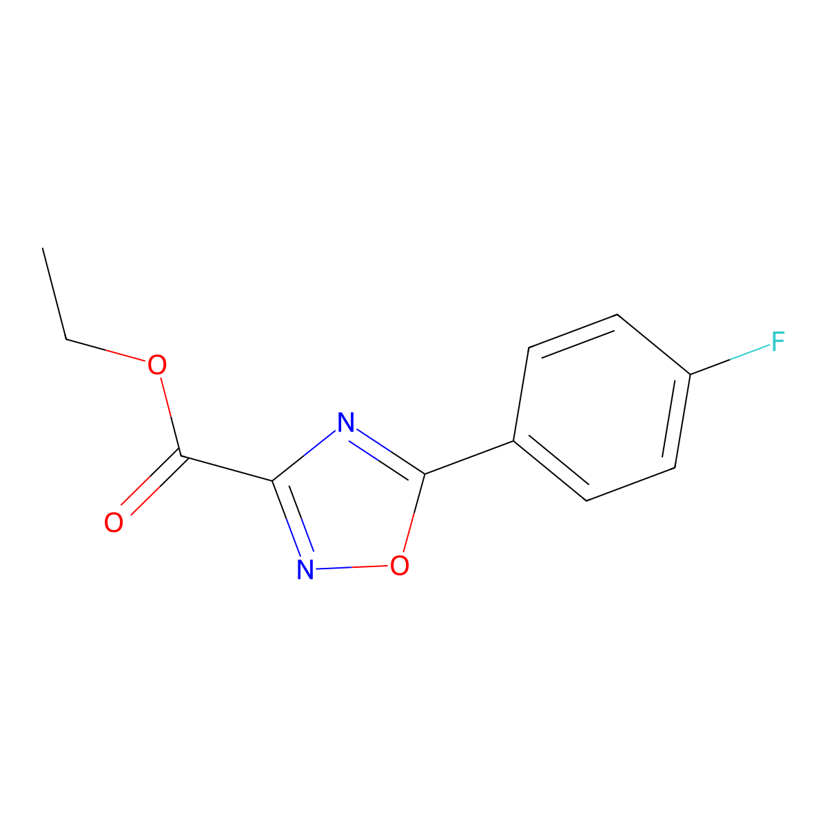 Ethyl 5-(4-fluorophenyl)-1,2,4-oxadiazole-3-carboxylate molecular structure, CAS 151098-20-3