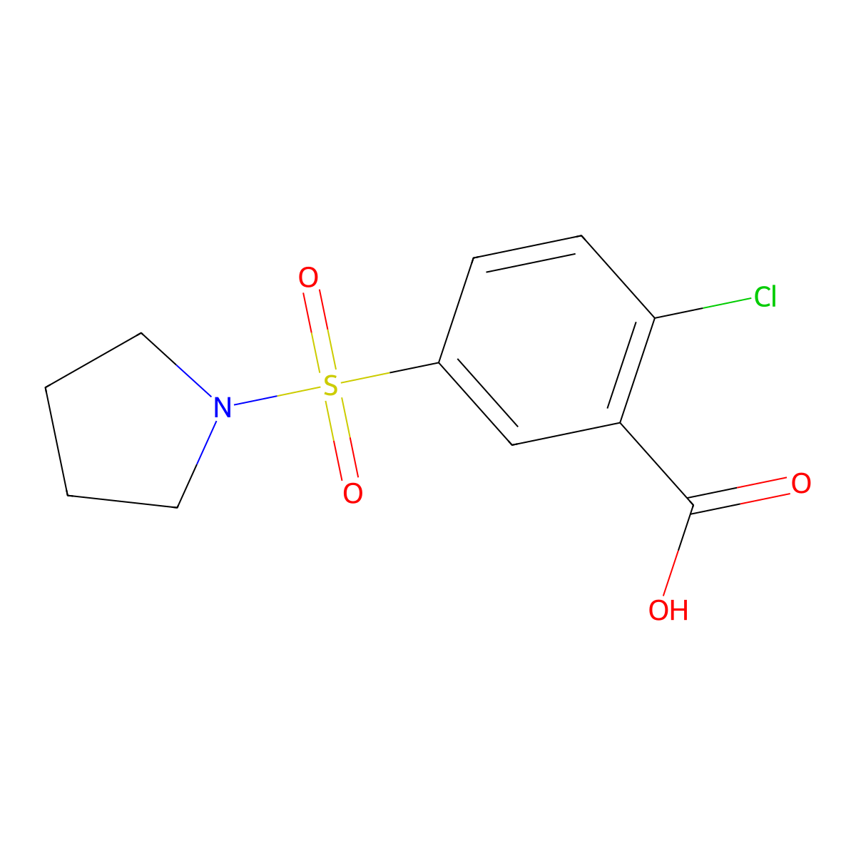 2-Chloro-5-(pyrrolidine-1-sulfonyl)benzoic acid molecular structure, CAS 151104-21-1