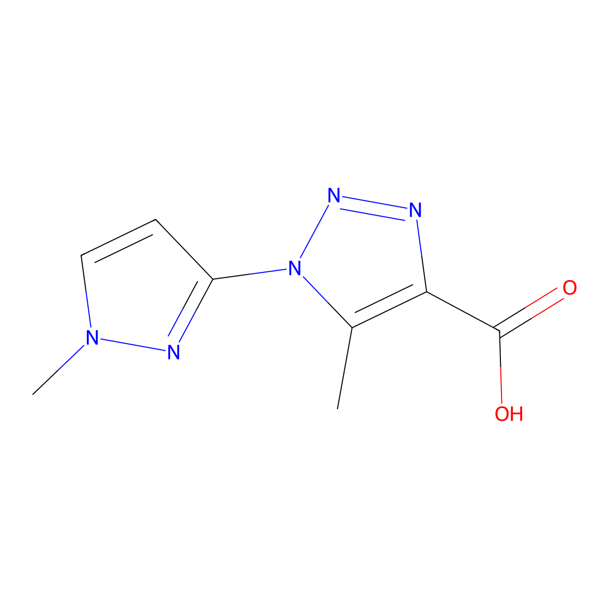5-methyl-1-(1-methyl-1H-pyrazol-3-yl)-1H-1,2,3-triazole-4-carboxylic acid molecular structure, CAS 1511044-27-1