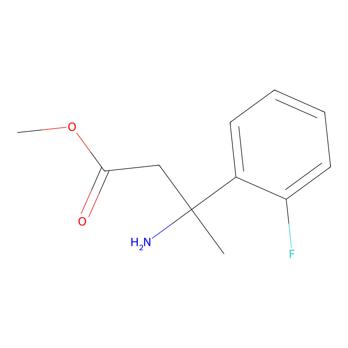 Methyl 3-amino-3-(2-fluorophenyl)butanoate molecular structure, CAS 1511048-32-0